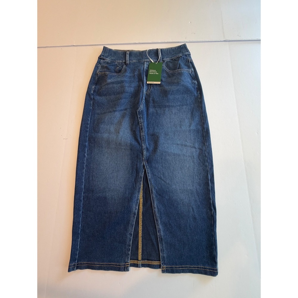 Halara Denim Maxi‎ Skirt Front Slit Medium Wash Blue Women Size S